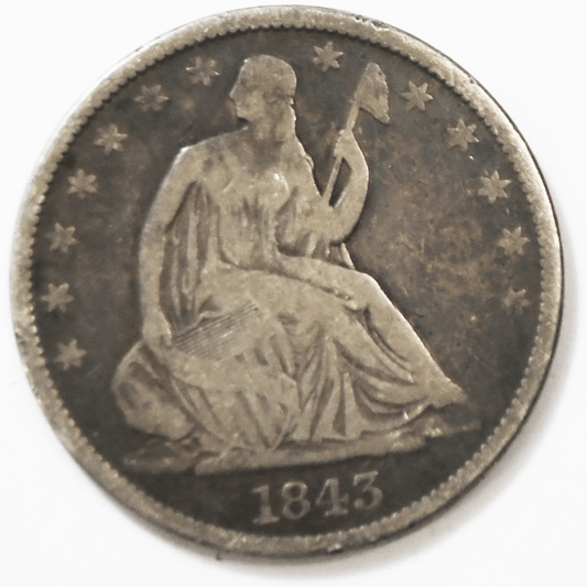 1843 O 50c Seated Liberty Silver Half Dollar Fifty Cents New Orleans