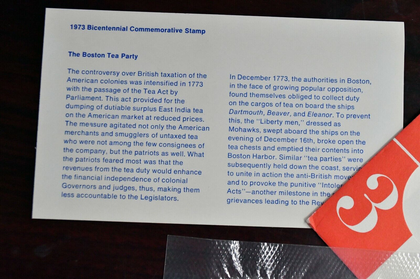 1973 Bicentennial First Day Cover Medal Stamped Envelope Boston Tea Party