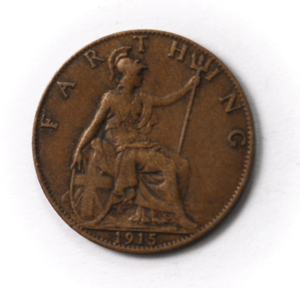 1915 1F Great Britain Farthing Bronze Coin