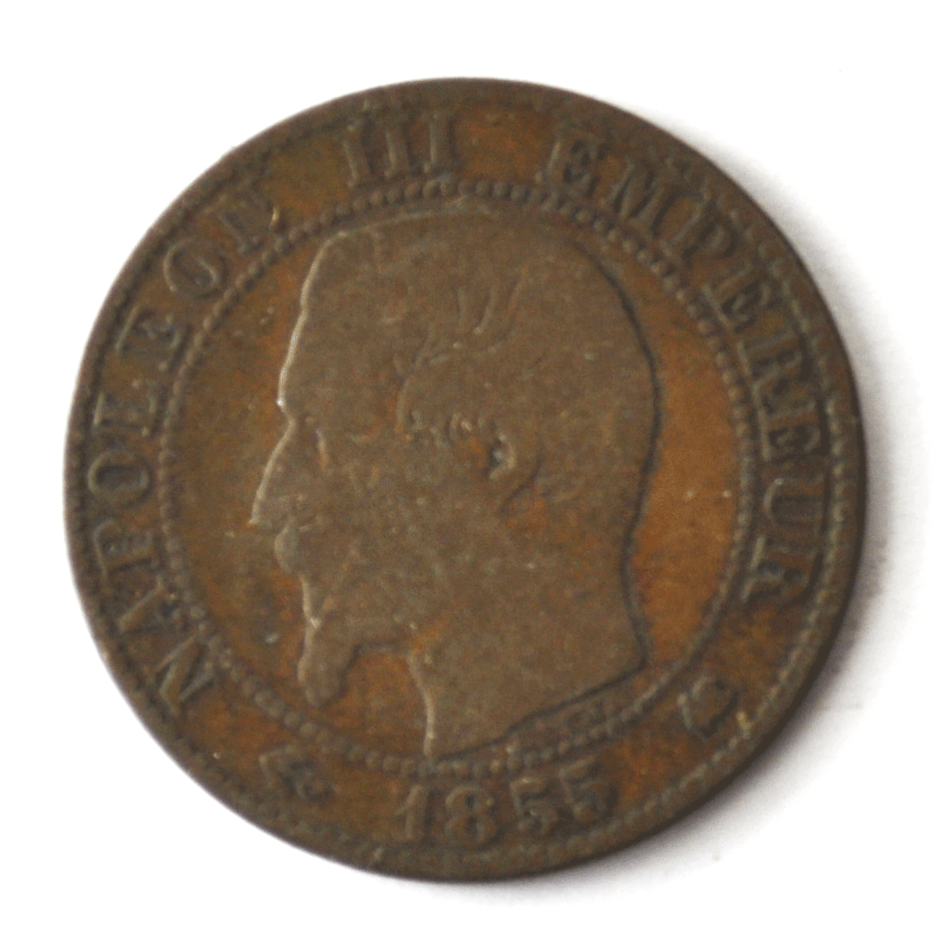 1855 K (d) France 5 Five Centimes KM# 777.5 Bronze Coin