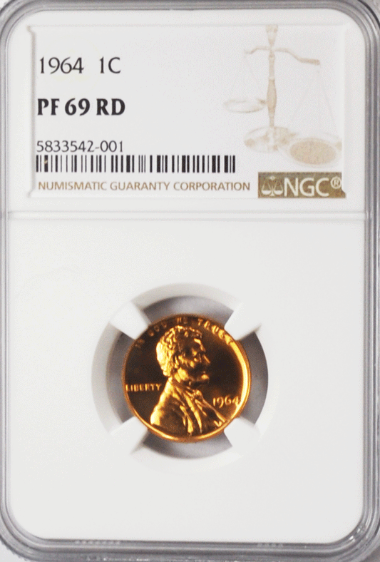 1964 1c Proof Lincoln Memorial Cent One Penny NGC PF69 Gem Uncirculated