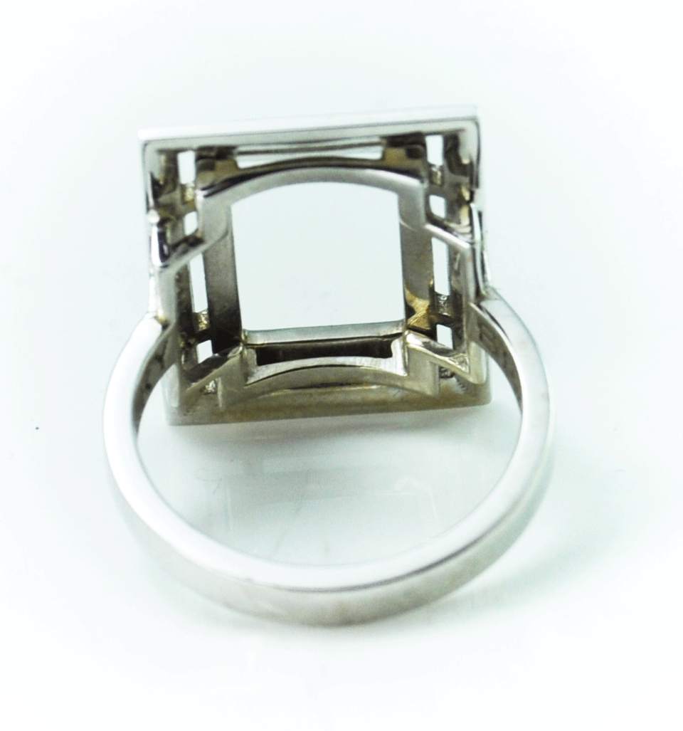 14k Gold Brady Iconery Rectangle Frame 22mm Size 8 Designer Ring