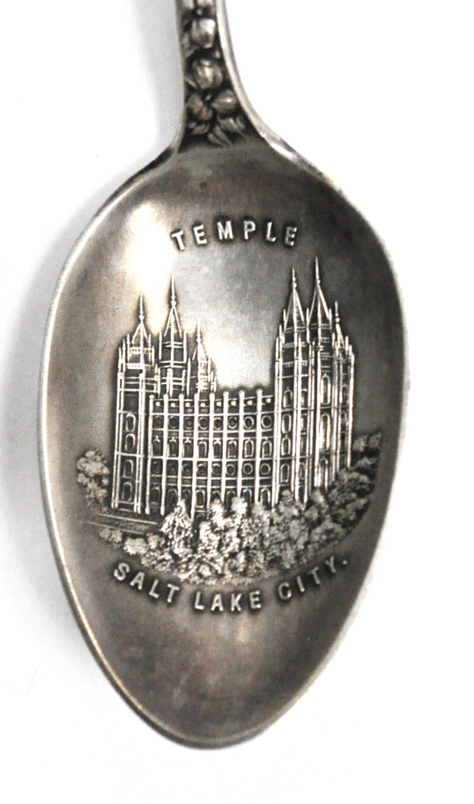 Sterling Silver Salt Lake City Temple Utah Moroni Souvenir Spoon 6"