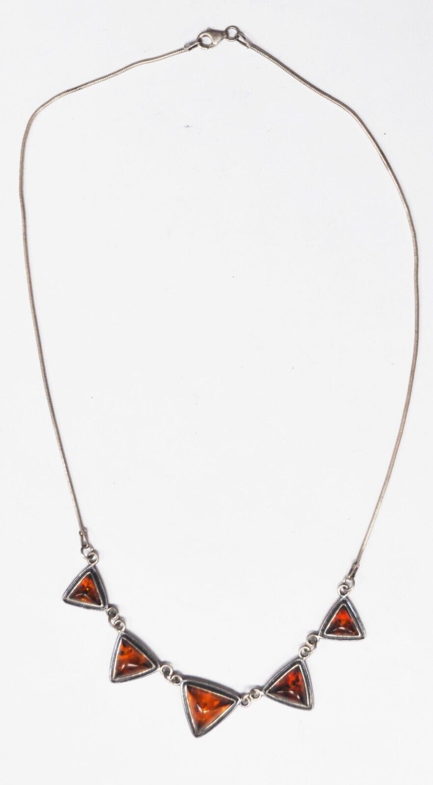 Sterling Silver Faux Amber Five Triangle 16mm Necklace 19"