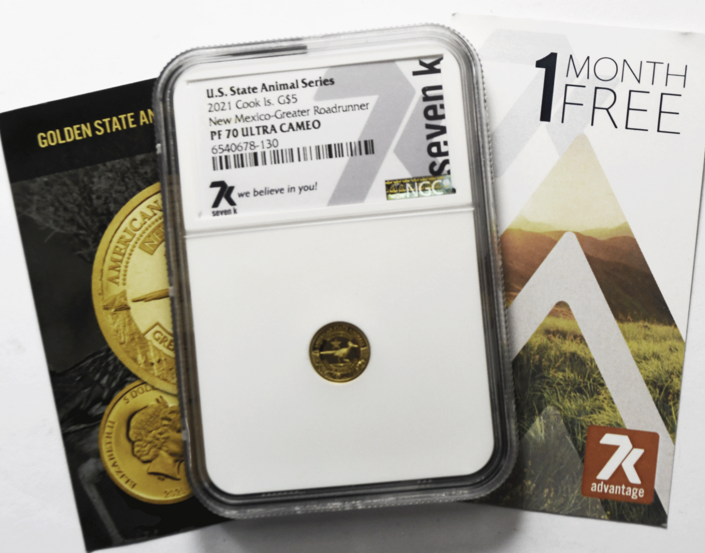 2021 $5 Cook Is Gold .5g Animal Series 7k NGC PF70 UC NM Greater Road Runner