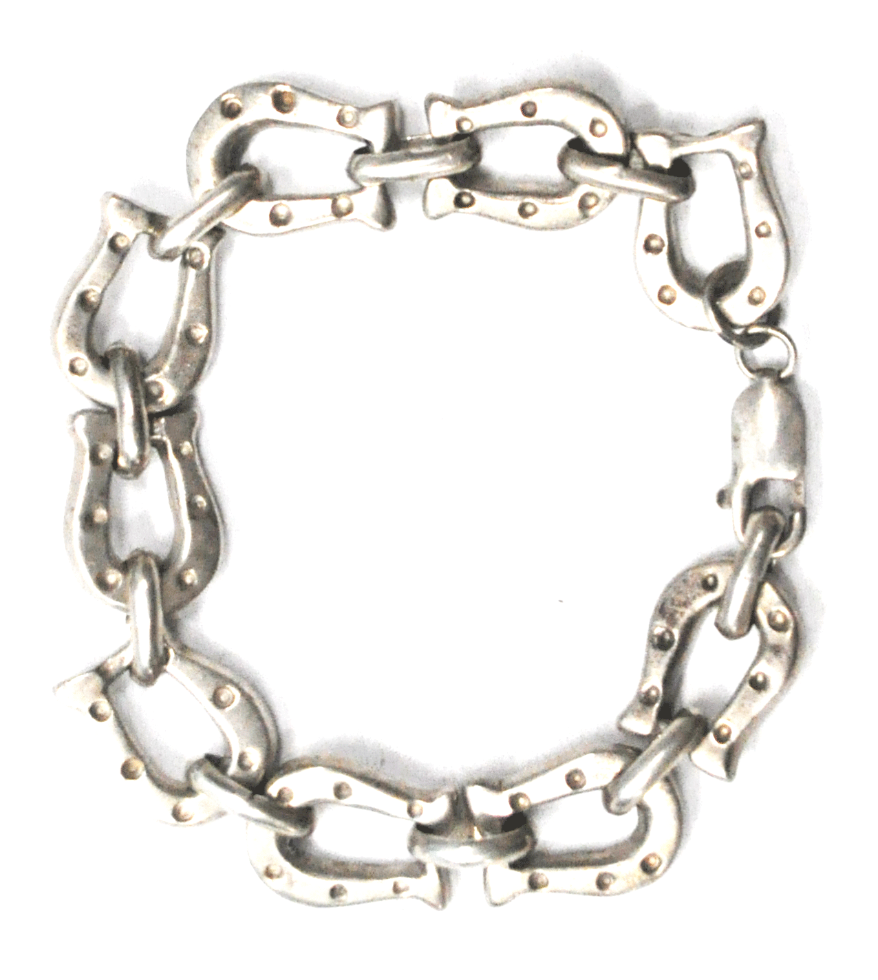 Sterling Silver Dot Horse Shoe Link Bracelet 14mm 7.5"   37g