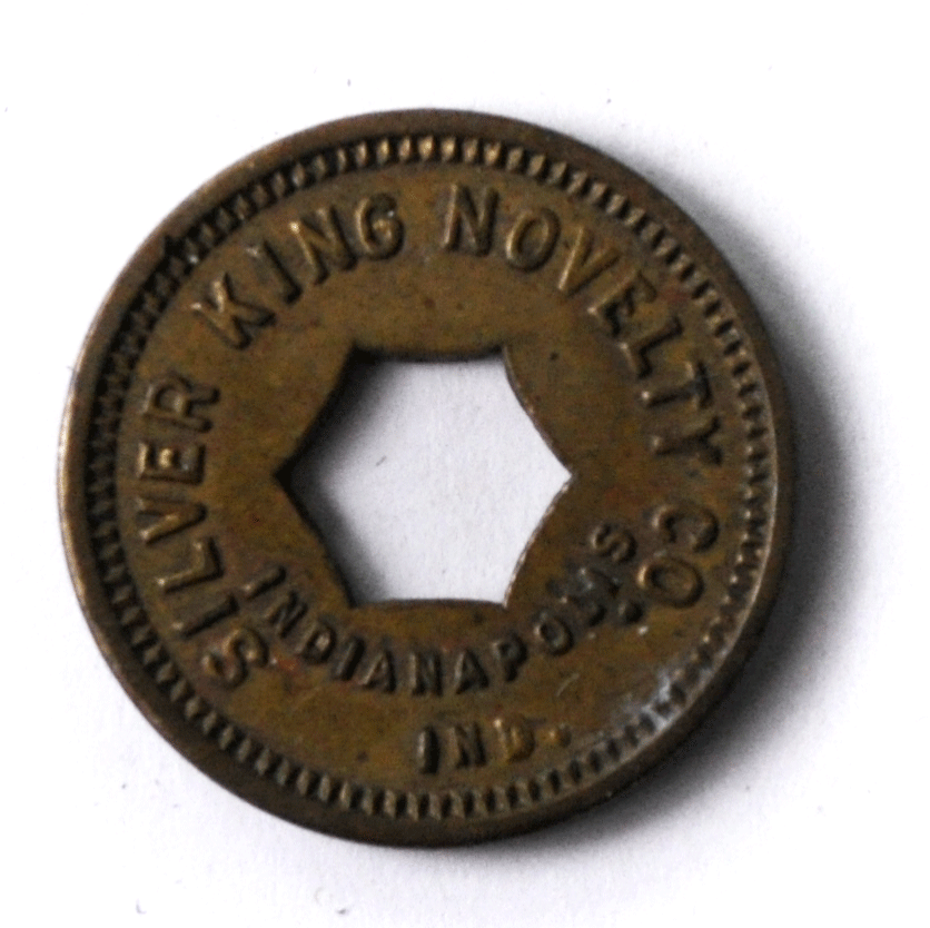 Silver King Novelty Indianapolis Indiana Profit Sharing Hexagon Cut Out 21mm