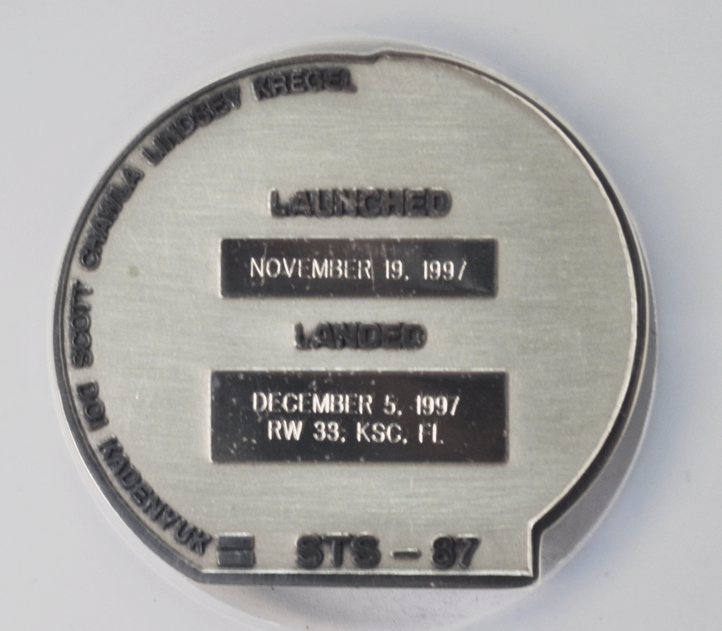 1997 STS-87 Robbins Silver Space Medal Unflown #92 NGC MS65 Columbia