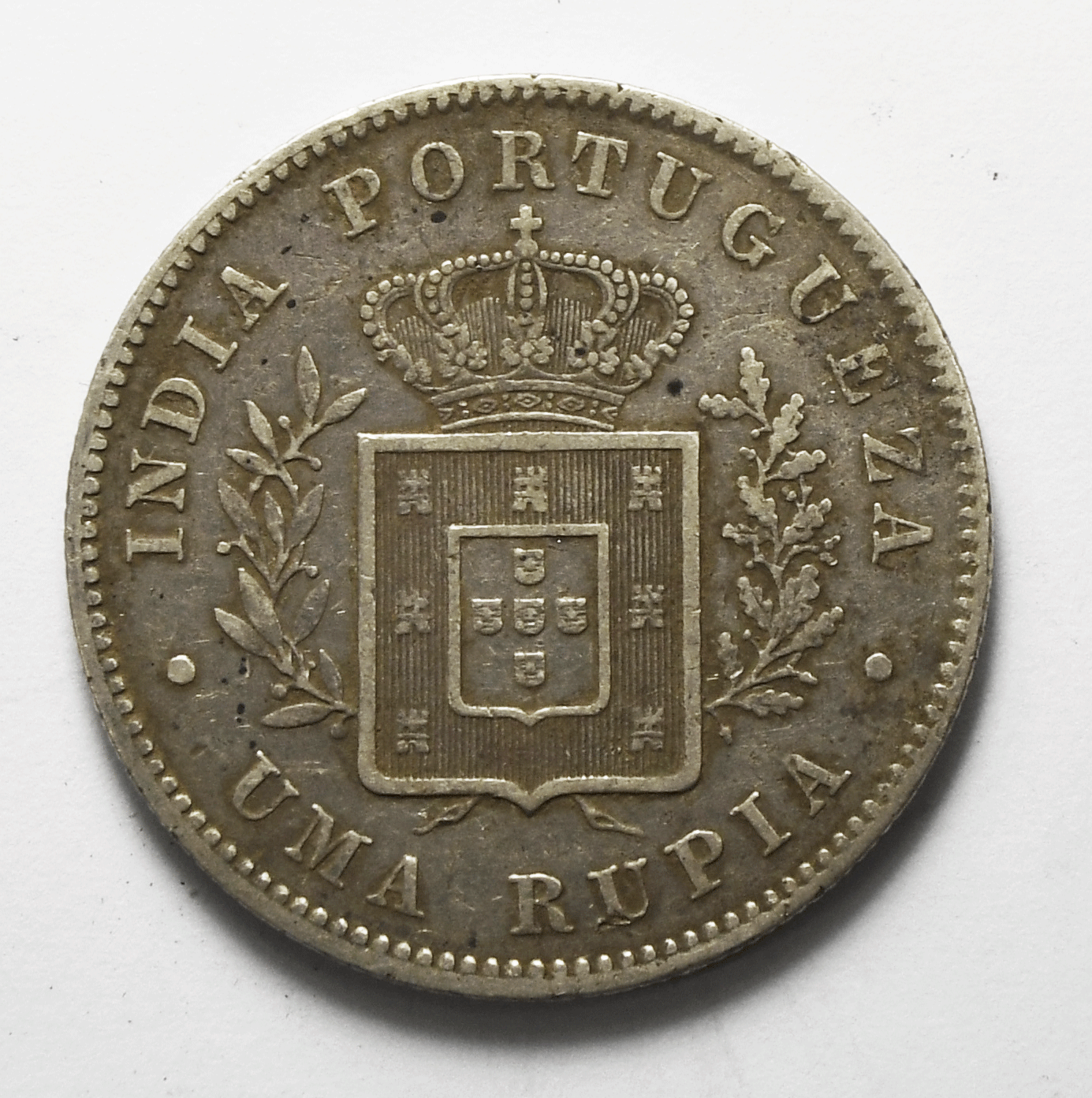 1881 India Portuguese GOA Silver One Rupia KM# 312