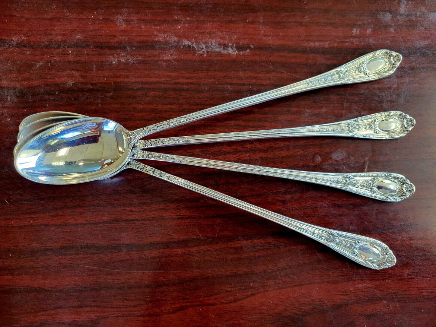 (4) Fontaine by International Sterling  7 3/8" Long Iced Tea Spoons 4.3oz.