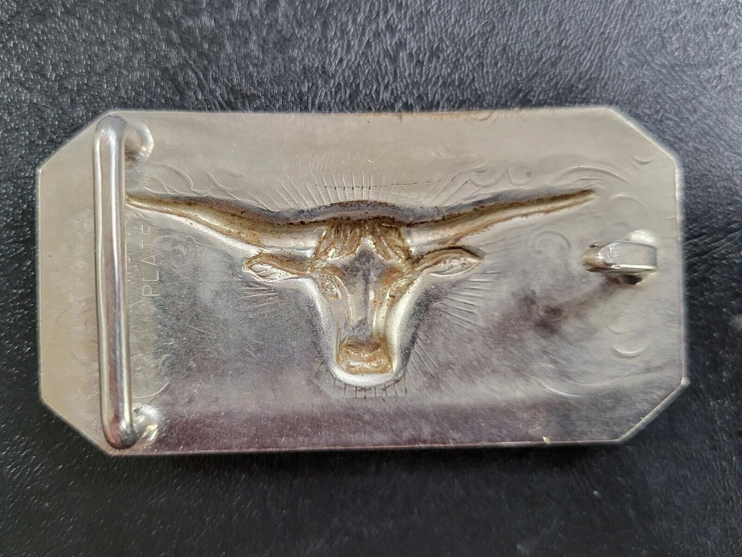 Shiny Nickel Plated Texas Long Horn Steer Head Belt Buckle 2 3/4"x 1  3/8"
