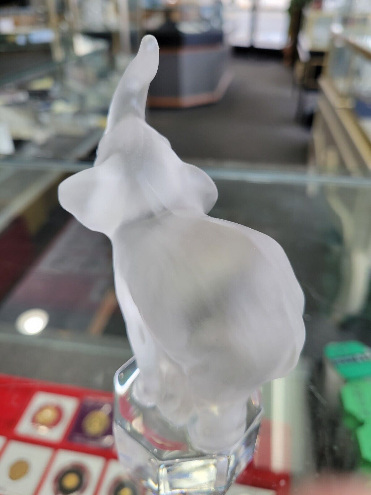 Elephant Frosted Crystal Clear Glass Figurine Paperweight Goebel Germany Vtg