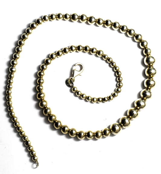 Sterling Silver Round Bead Graduated Necklace 4-8mm 18"  26g