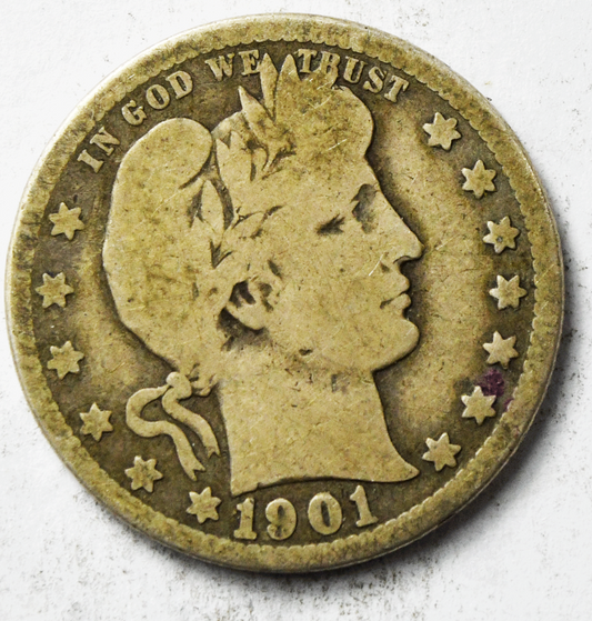 1901 O 25c Barber Silver Quarter Dollar Twenty Five Cents New Orleans