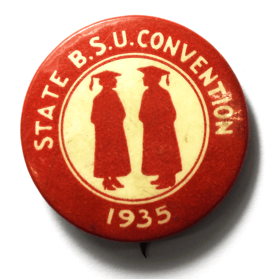 1935 State B.S.U. Convention Red Pinback 32mm Button