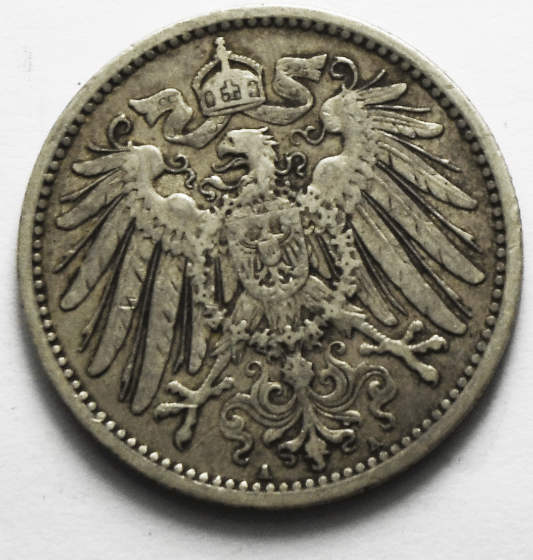 1907 A Germany Empire Silver One Mark Coin KM# 14