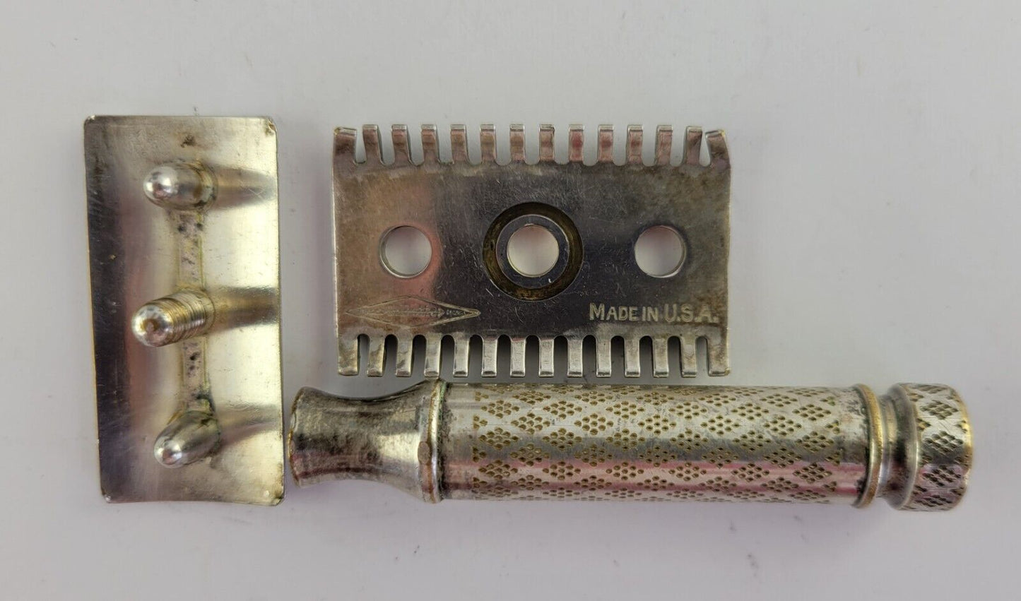 Vintage Gillette Travel Razor Set w/Sterling Case and Extra Razor Holder England
