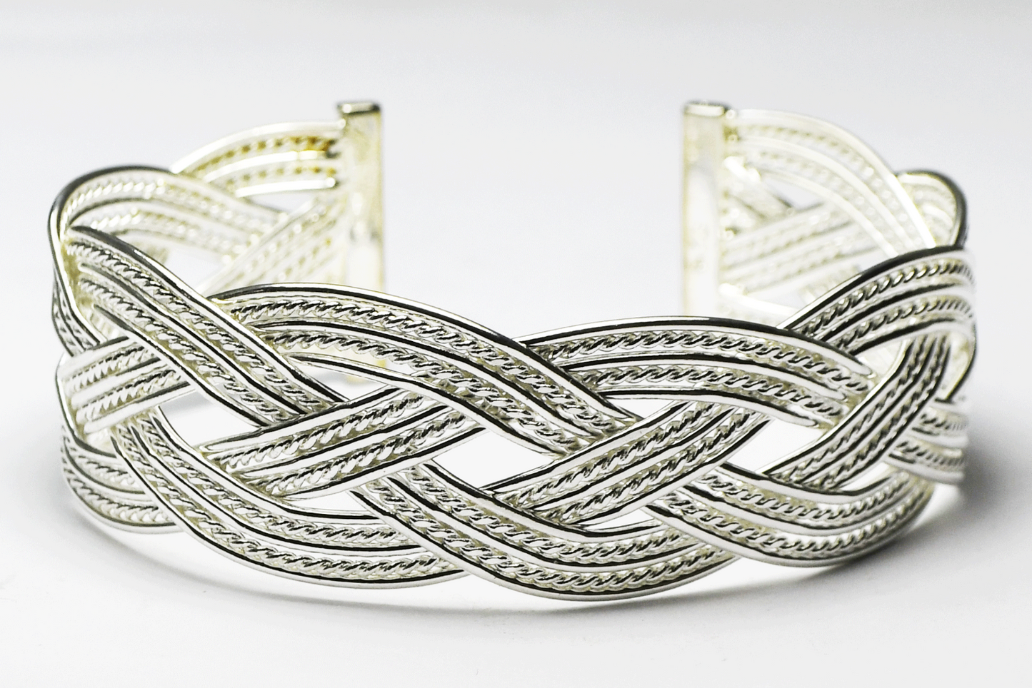 Sterling Silver Solid Mesh Weave Cuff Bracelet 20mm 7" Wrist   24g