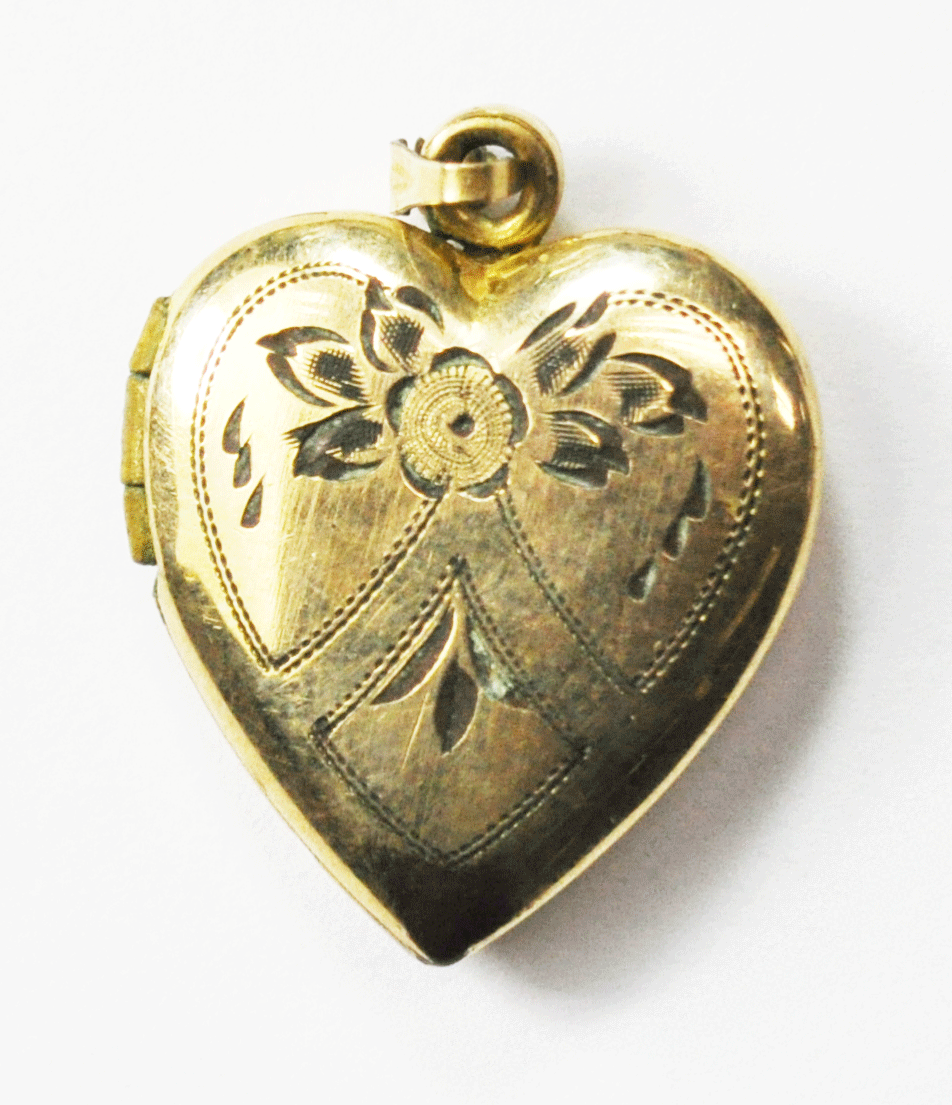 Gold Filled ALL Flower Heart Charm Locket Pendant 19mm x 23mm