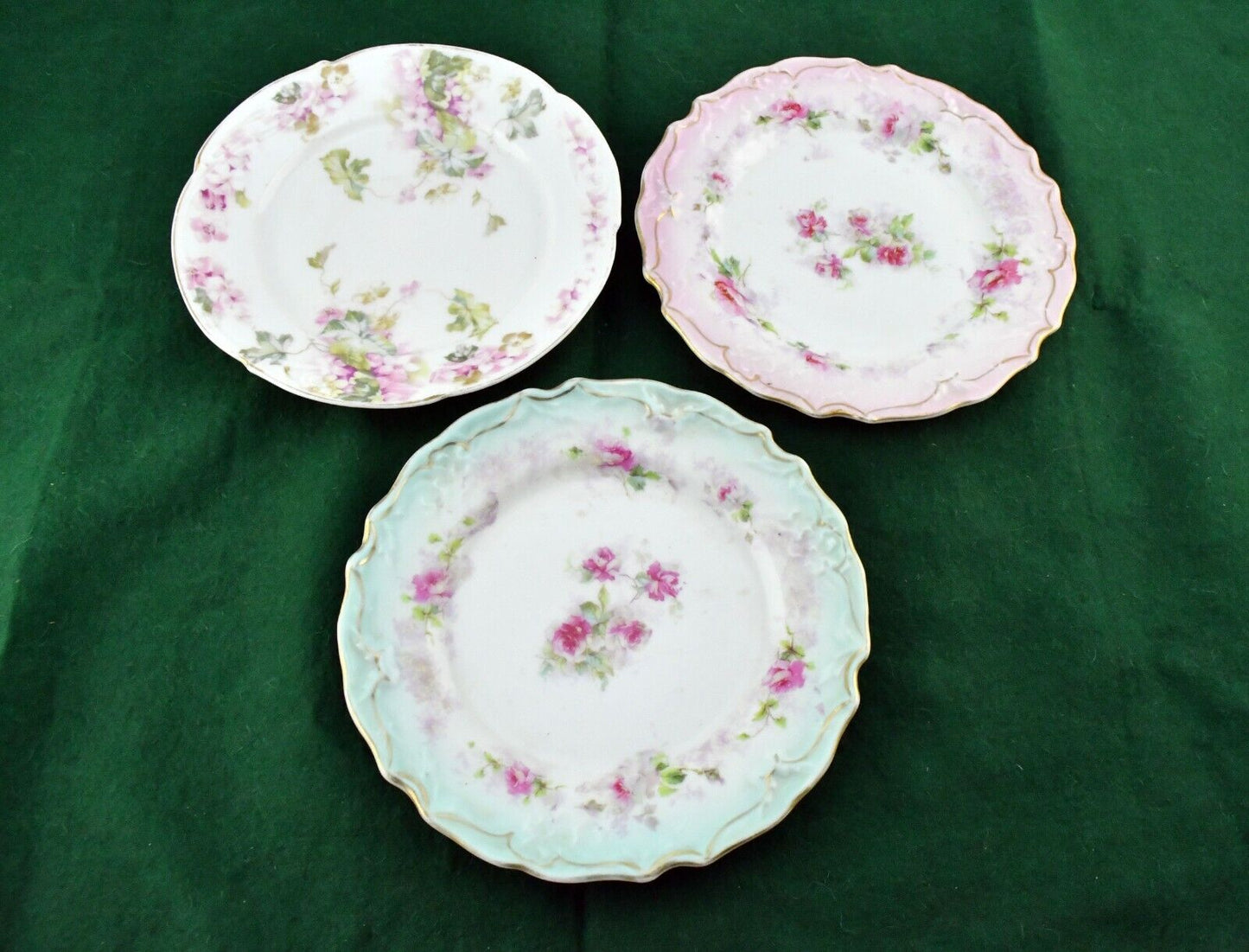 3pc.Floral Butter Plate Set with (1) BBC Racine Bavaria Plate 6"