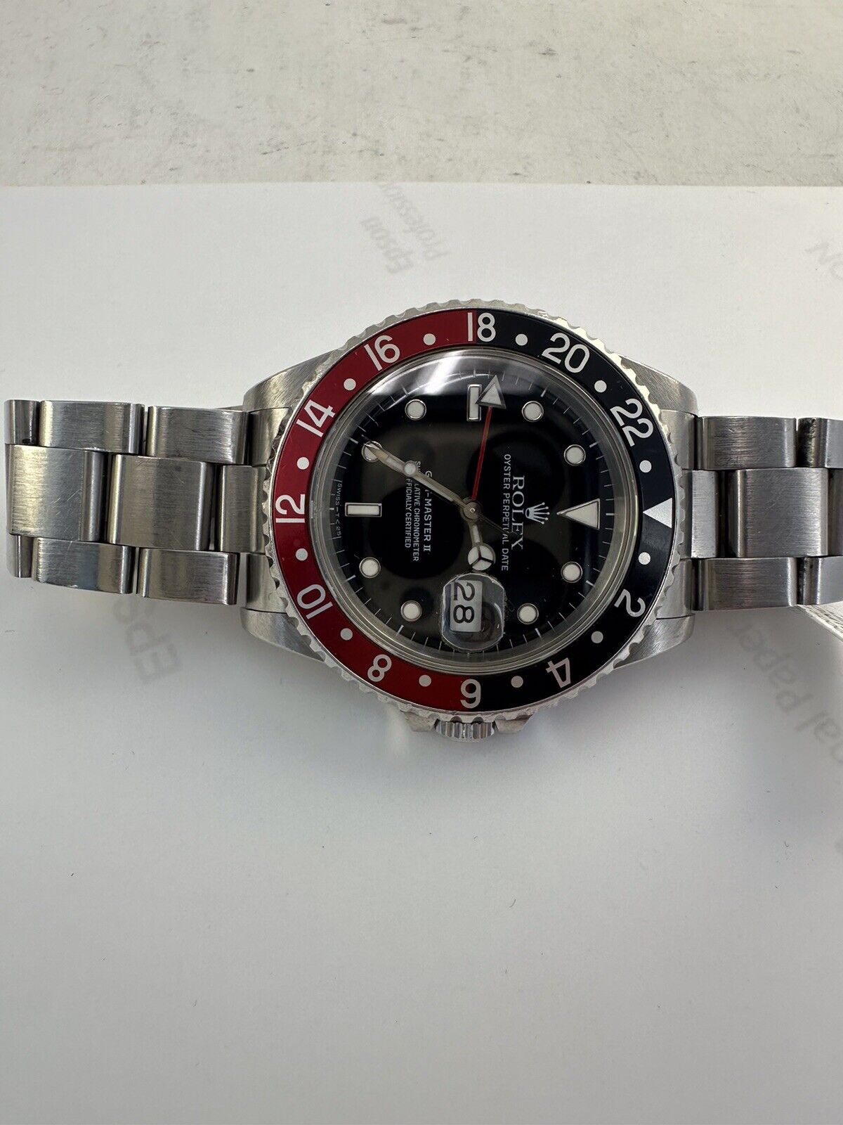 Rolex GMT-Master II 16710 Silver Oyster Bracelet with Red and Black Bezel