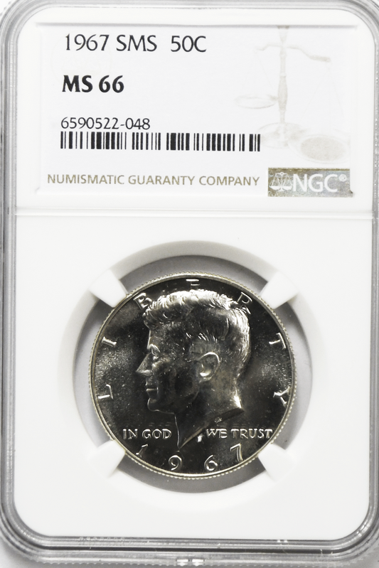 1967 50c SMS Kennedy Silver Half Dollar Fifty Cents MS66 NGC