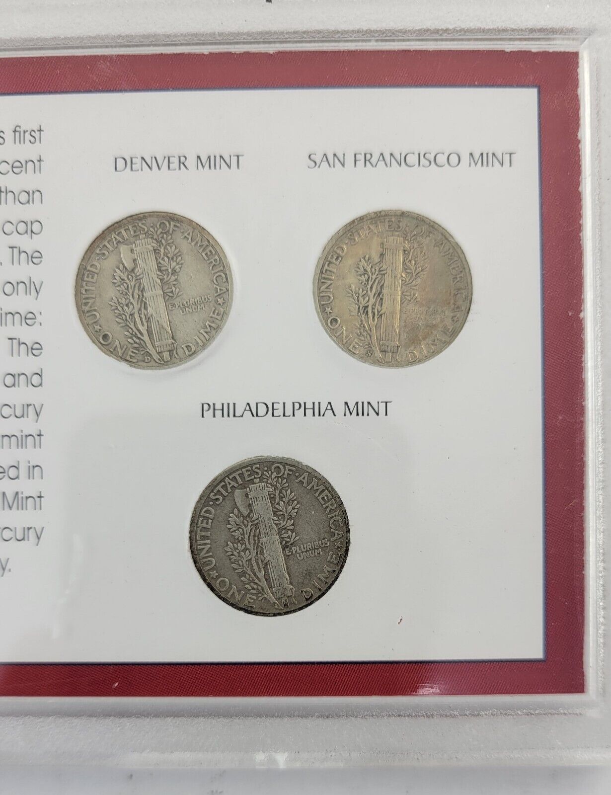 Mint Mark Collection Silver Mercury Dime 3 Coin Set 1942, 1943 D,and 1945 S