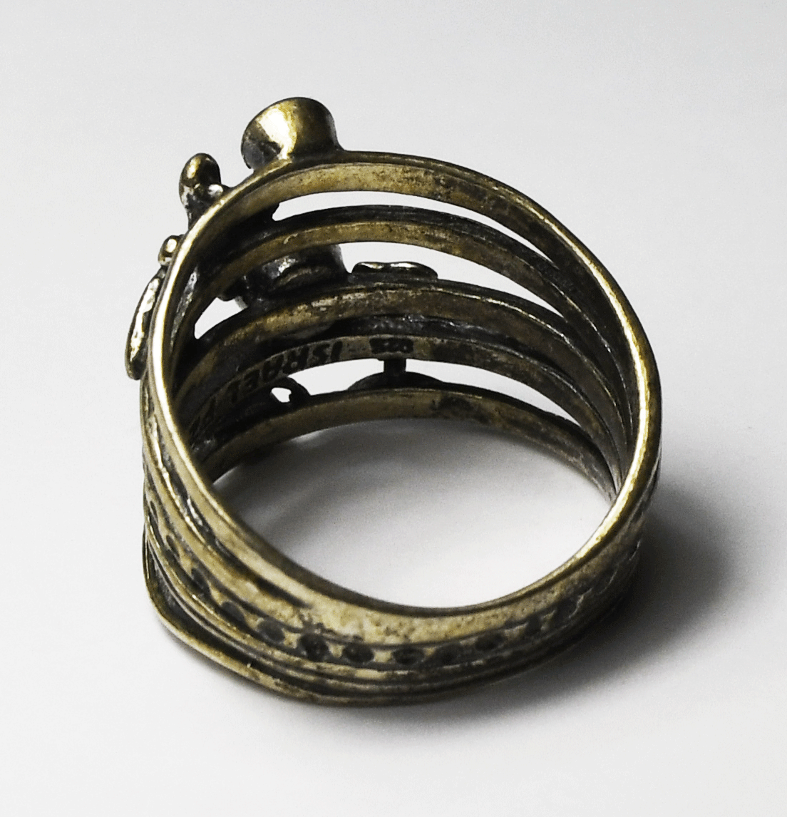 Sterling Or Paz Green Diopside Dragonfly Flower Split 5 Ring 21mm Size 10