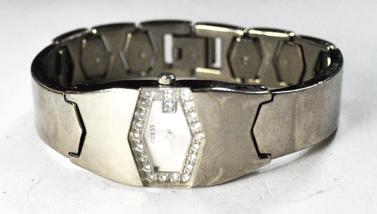 Women's Guess Quartz Silver Dial Crystal Bezel G75528L Wristwatch 18mm