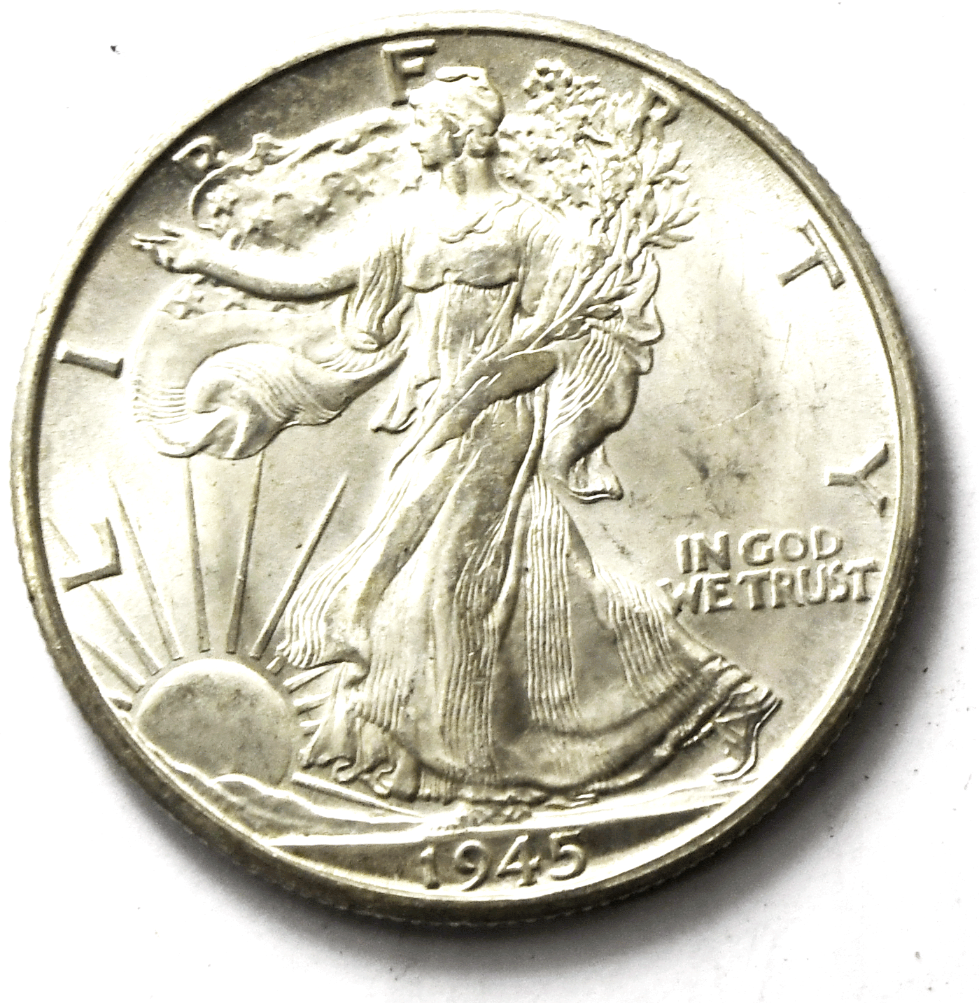 1945 D 50c Walking Liberty Silver Half Dollar Fifty Cents Denver Uncirculated