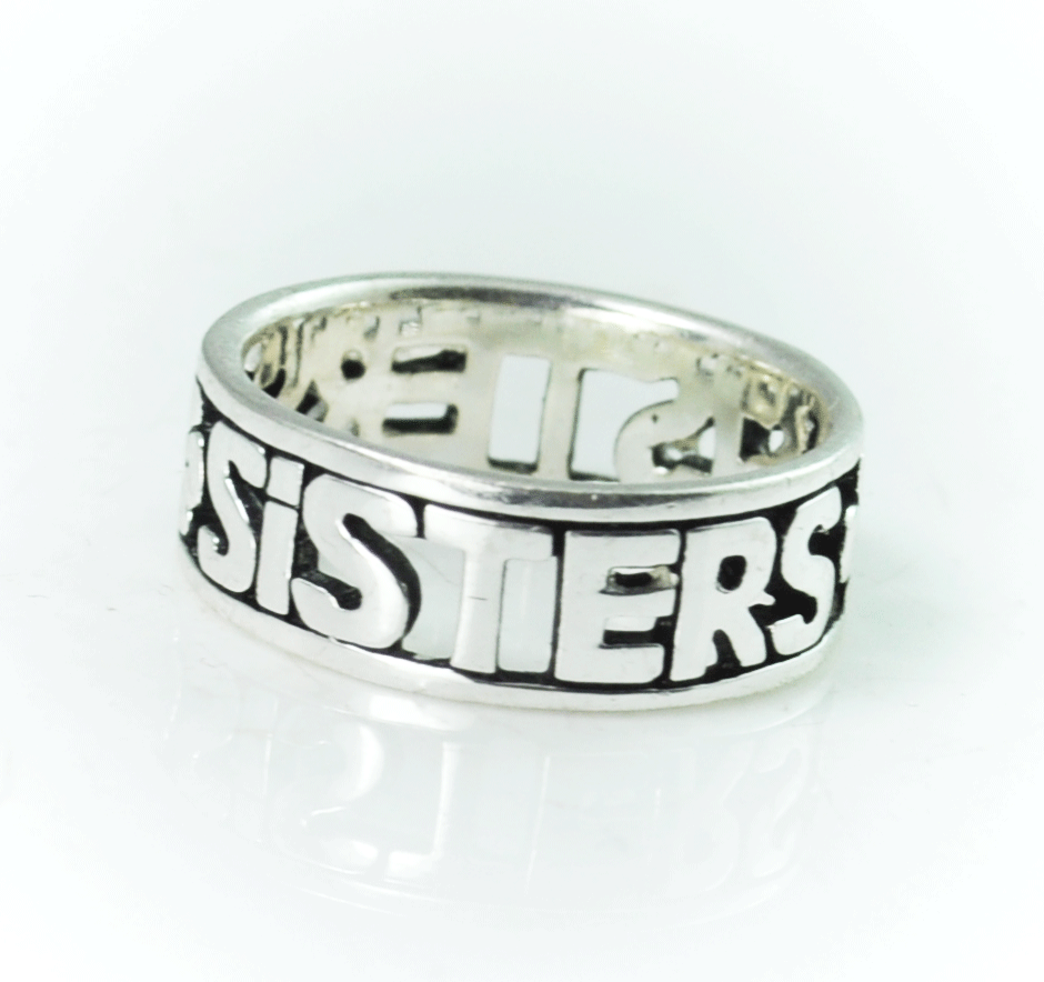 Sterling Silver LA Sisters Cut Out Eternity Band 7mm Size 6.5 Ring
