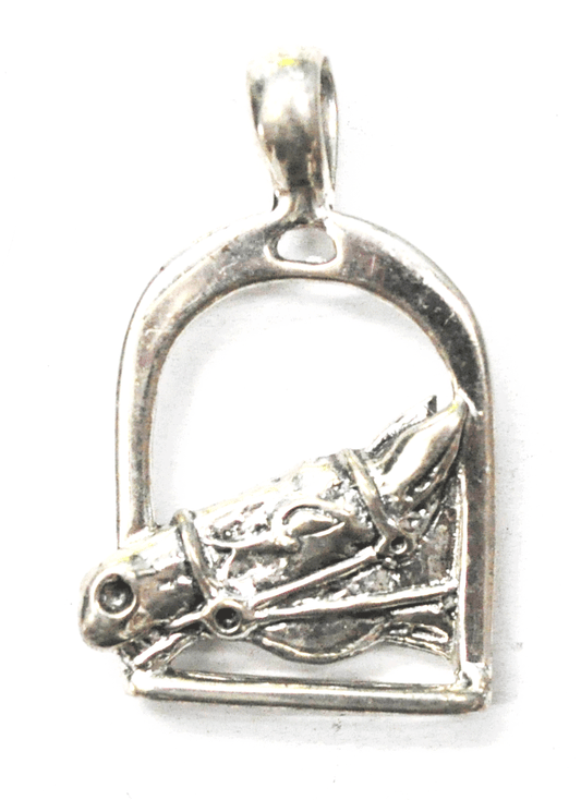 Sterling Silver Cloud Horse Head Bust Cutout Pendant 45mm x 30mm