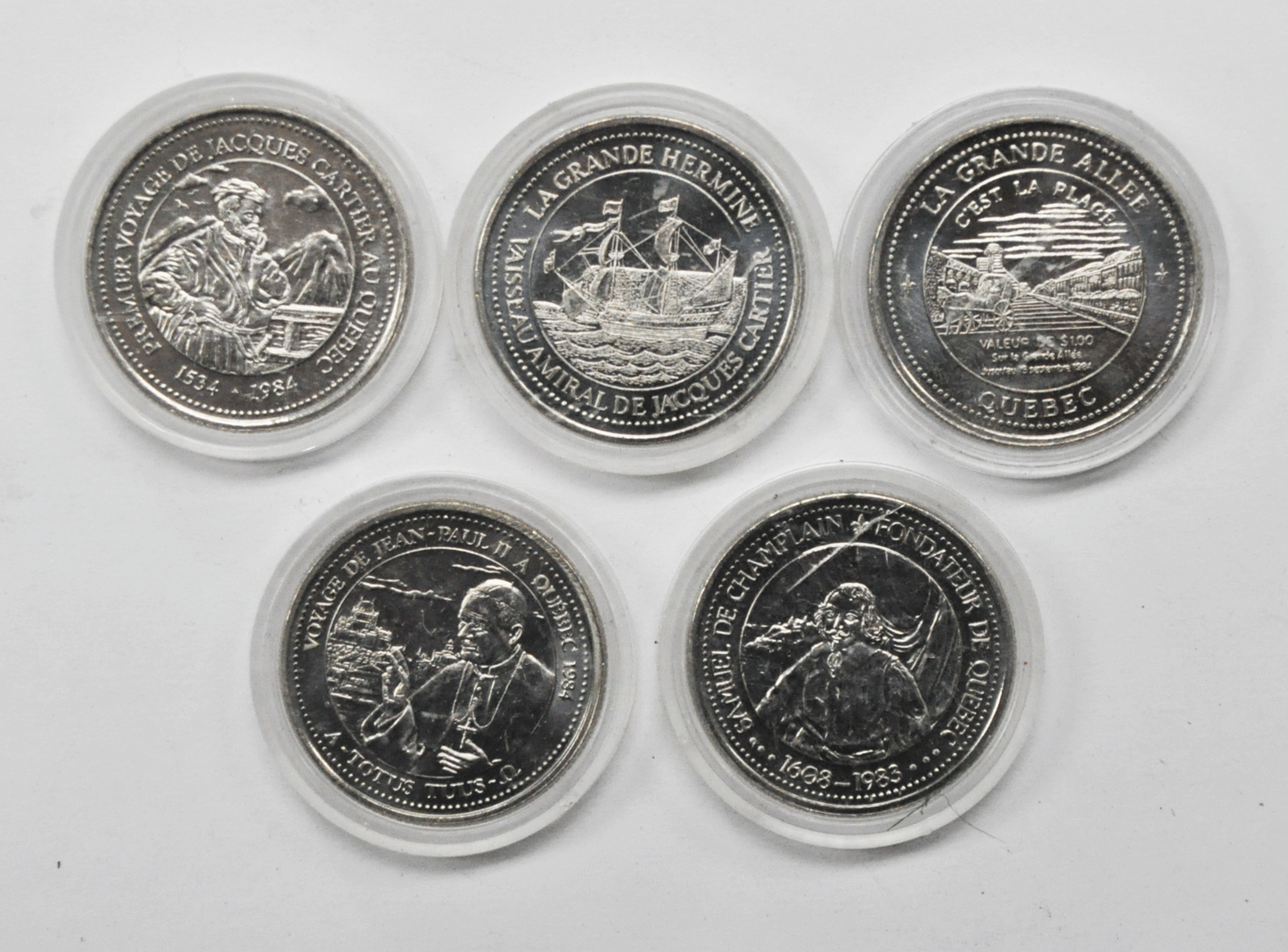 5 Jacques Cartier Quebec Canada Samul De Champlain Jean Paul II Medals 34mm