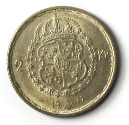1947 TS Sweden 2 Two Kronor Silver Coin KM# 815