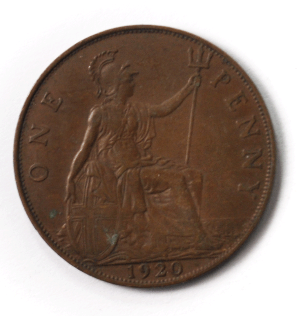 1920 Great Britain Penny Bronze Coin KM# 810