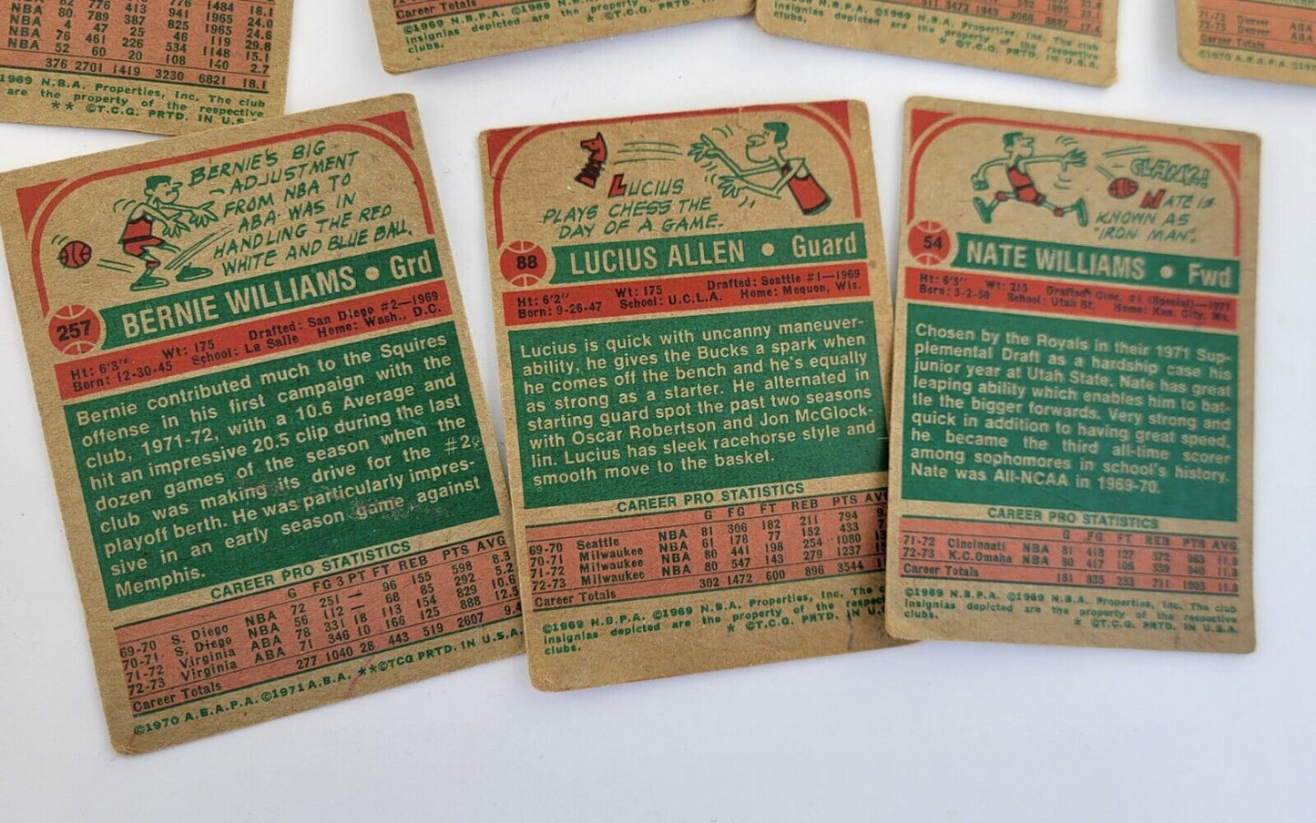 1970s Topps Basketball Lot of 10 Cards Williams, Rule, Smith, Moore, Reed, Love