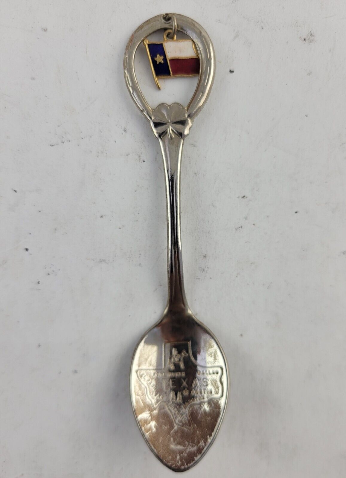Vintage Souvenir Spoon Texas State Enameled Flag Dallas Houston Fort Worth