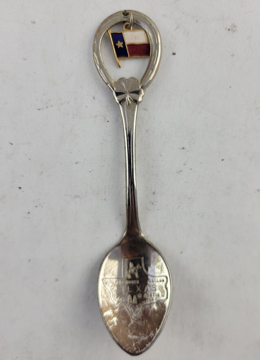 Vintage Souvenir Spoon Texas State Enameled Flag Dallas Houston Fort Worth