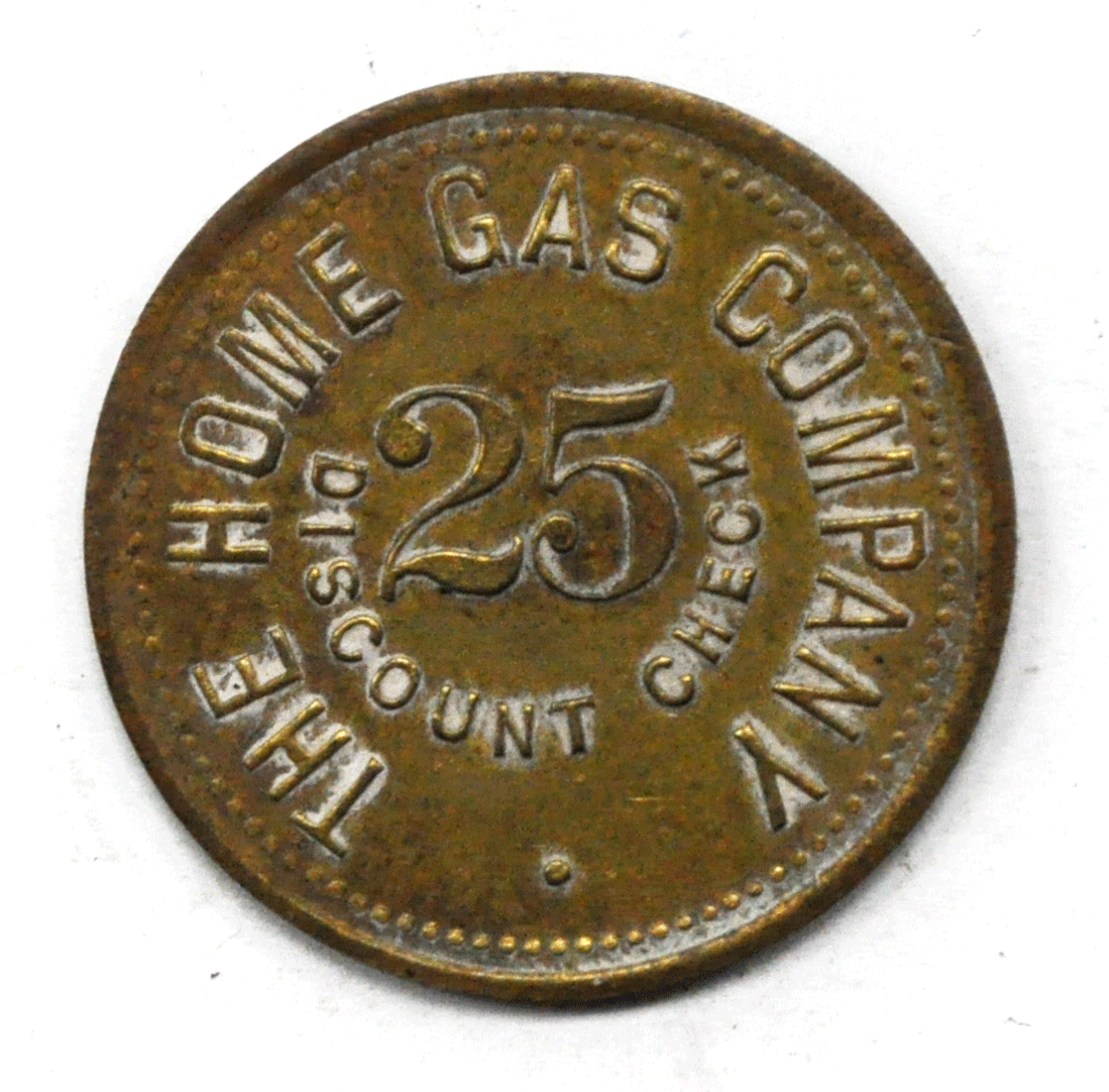 The Home Gas Company 25c Trade Discount Check Token 25mm