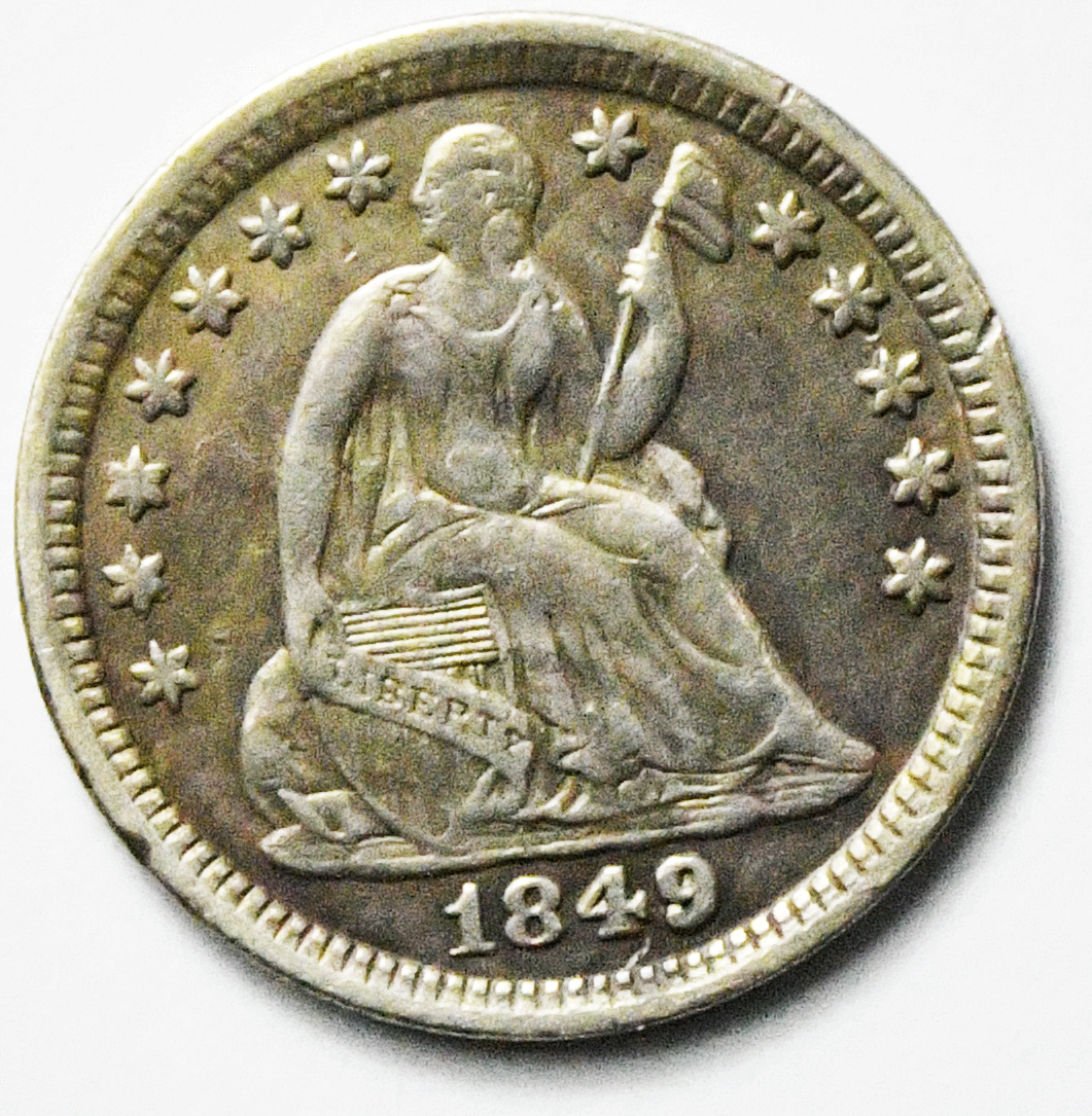1849 H10c Seated Liberty Silver Half Dime Philadelphia
