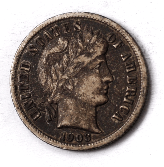 1903 10c Barber Silver Dime Ten Cents Philadelphia
