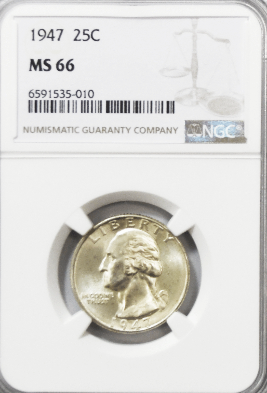 1947 25c Washington Silver Quarter Dollar NGC MS66 Gem Uncirculated