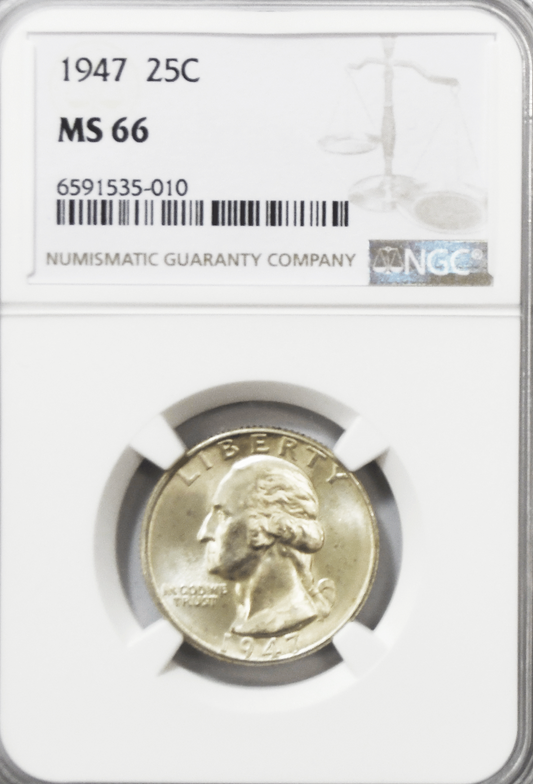 1947 25c Washington Silver Quarter Dollar NGC MS66 Gem Uncirculated