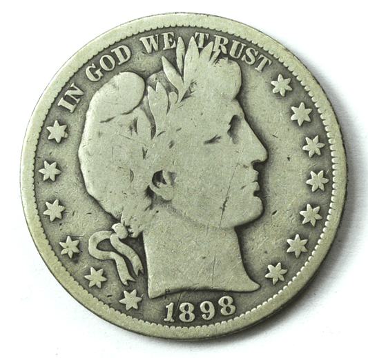 1898 S 50c Barber Silver Half Dollar Fifty Cents US San Francisco