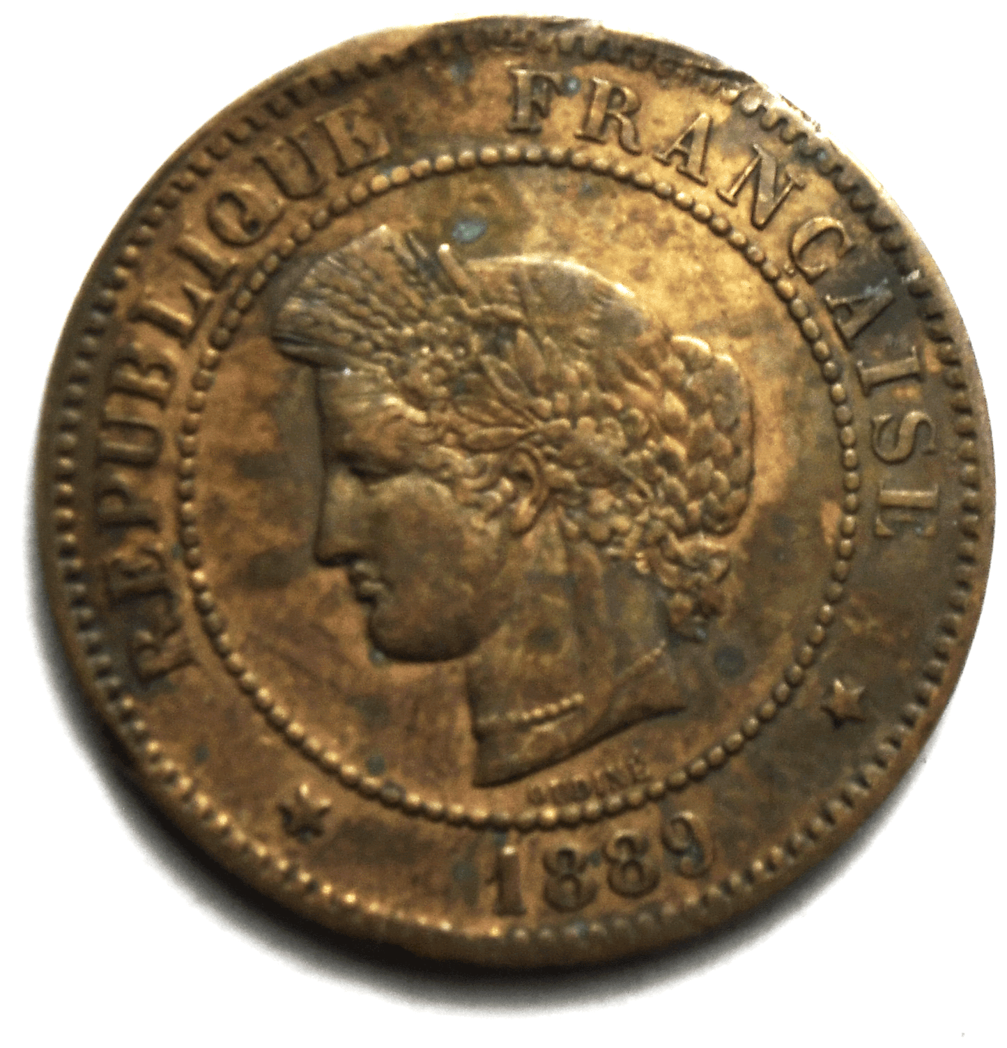 1889 A France 5 Five Centimes KM# 821.1 Bronze Coin