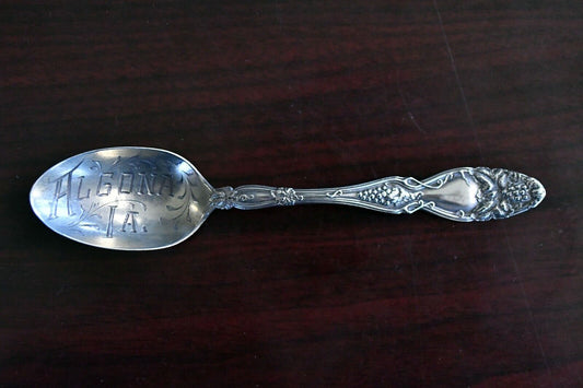 Algona Iowa Sterling Silver 5 1/2" Souvenir Spoon .66 oz. by International