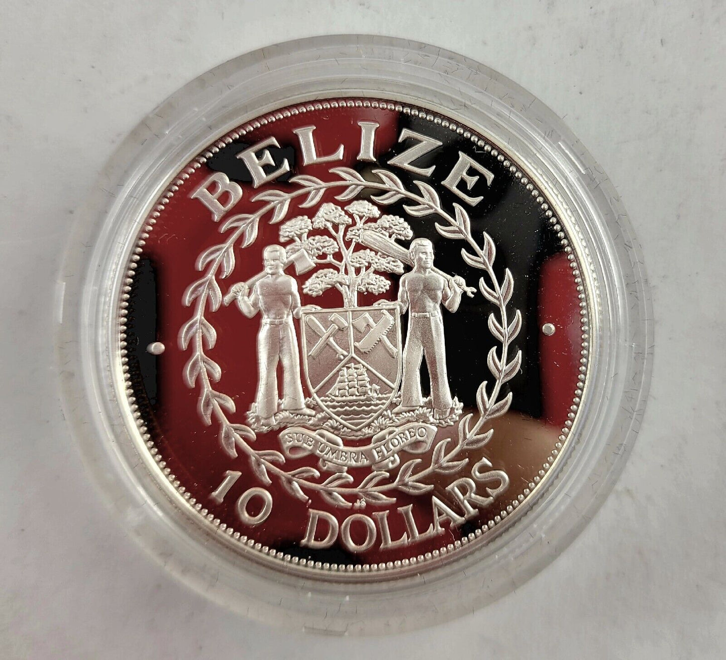 1992 Belize 10 Dollars Silver Proof Jabiru Stork 10yr Commemorative Central Bank