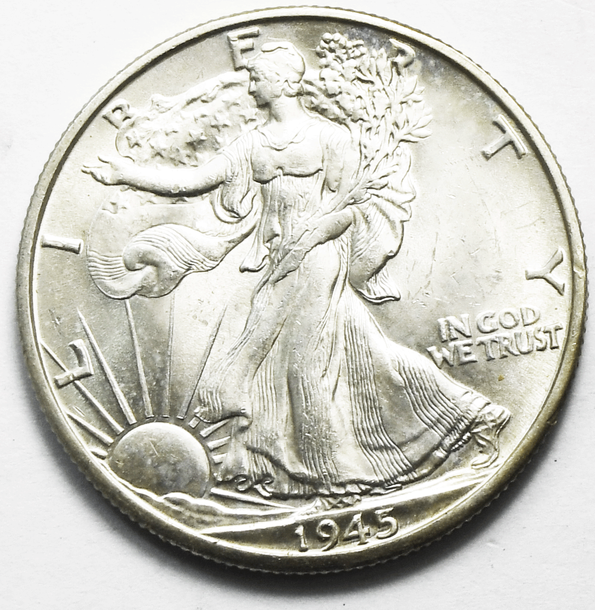 1945 D 50c Walking Liberty Silver Half Dollar Denver Uncirculated