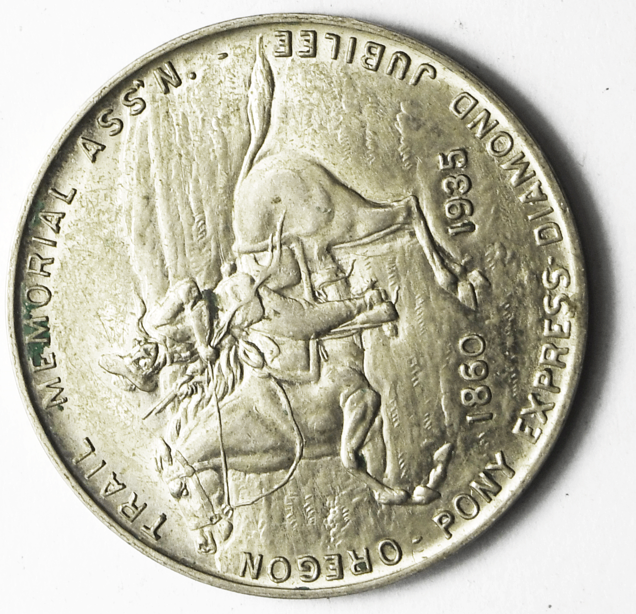 1935 Whitehead Hoag Pony Express Diamond Jubilee Relay Station Medal 32mm