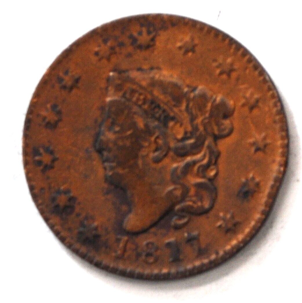 1817 1c Coronet Head Large Cent One Penny US Coin